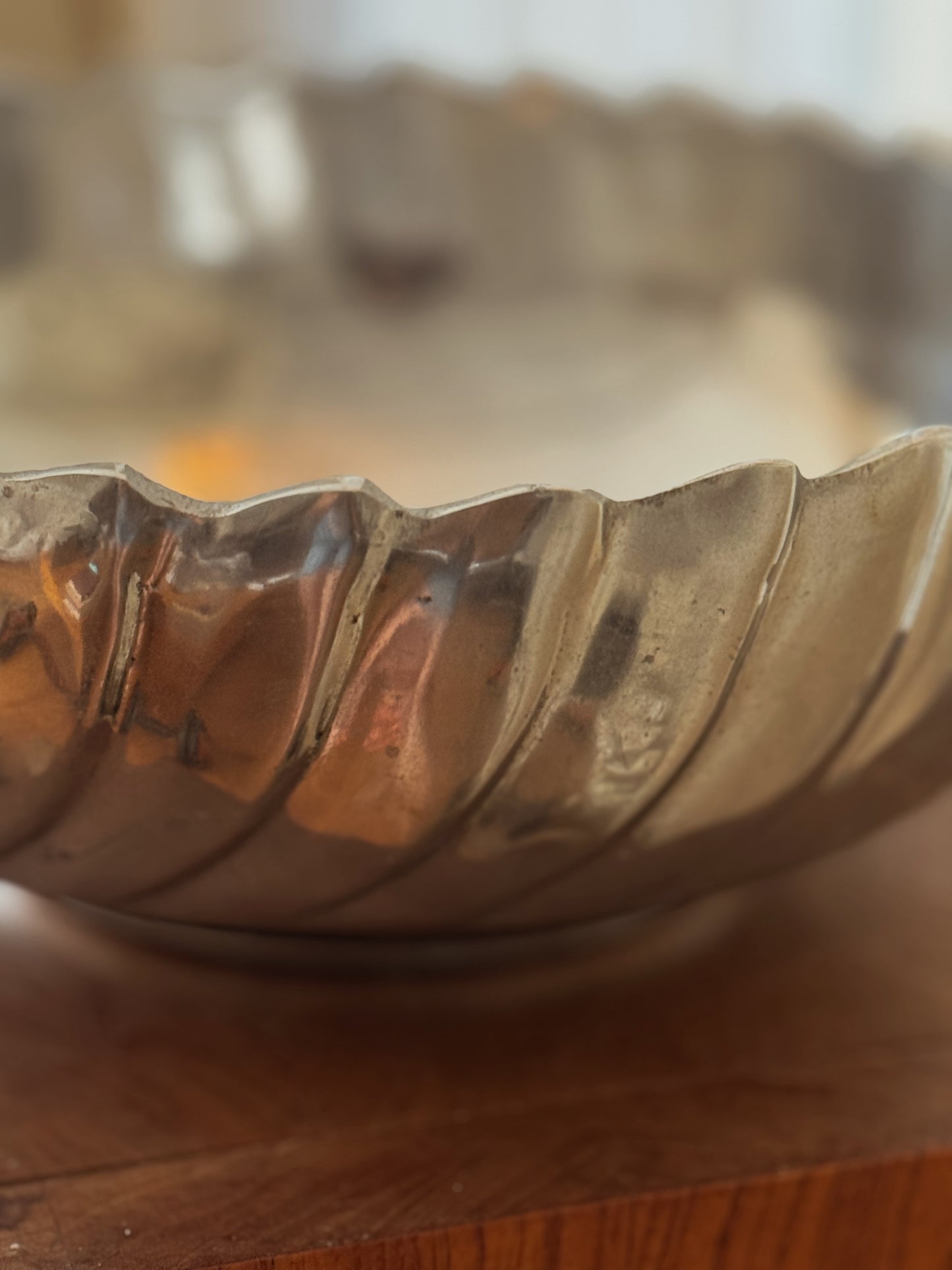 Fluted Pewter Decorative Bowl